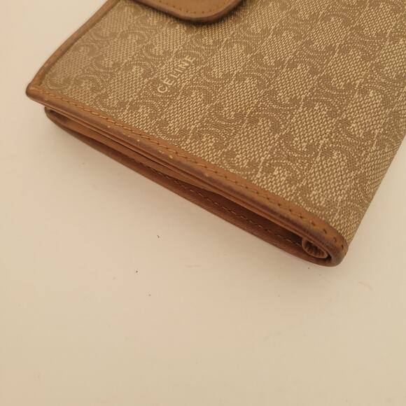 Celine Vintage Bifold Leather Beige Tan Wallet Medium Folding Card Bill Holder - Picture 13 of 13